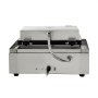 Máquina para hacer waffles comercial VEVOR en acabado acero inoxidable, vista posterior con cable de alimentación.