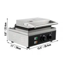VEVOR Gofrera Eléctrica Maquina Gofres para Hacer Gofre 10 Pcs Plancha para Waffle 1550W Reversible Rectangular