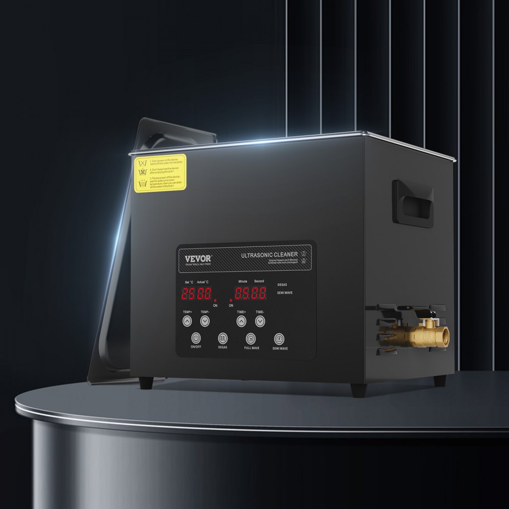 Limpiador ultrasónico VEVOR de 10 l, máquina de limpieza ultrasónica digital de 240 W con modo suave y desgasificación mejorada, limpiador ultrasónico industrial de 40 kHz con calentador y temporizador para retenedores, joyas y herramientas.