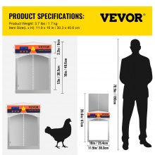 VEVOR Puerta automática gris para gallinero, cierre automático, elevador de engranajes, puerta galvanizada para aves de corral con temporizador de apertura retardada por la noche y por la mañana y sensor de luz, pantalla LCD alimentada por batería, para pato