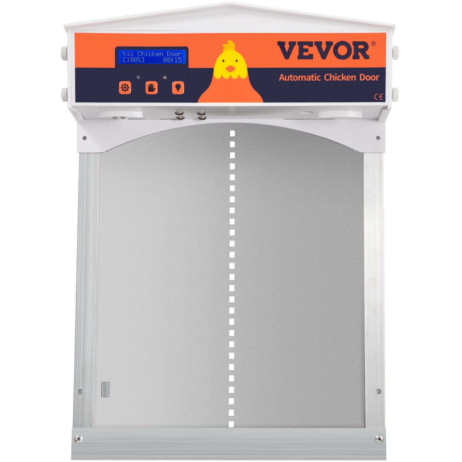 VEVOR Puerta Automática para Gallinero Hierro Galvanizado Abridor de Gallinero Totalmente Automático con Sensor de Luz y Temporizador 27,9x40,6cm Abridor de Puerta de Pollos Resistente al Agua Gris
