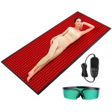 VEVOR Estera de terapia de luz roja para cuerpo completo, 1280 almohadillas y controlador de terapia de luz LED de 3 chips, pulso de 10/40 Hz, temporizador de 10-90 minutos, terapia de luz roja de 660 nm y 850 nm cerca de infrarrojos para aliviar el dolor, salud de la piel