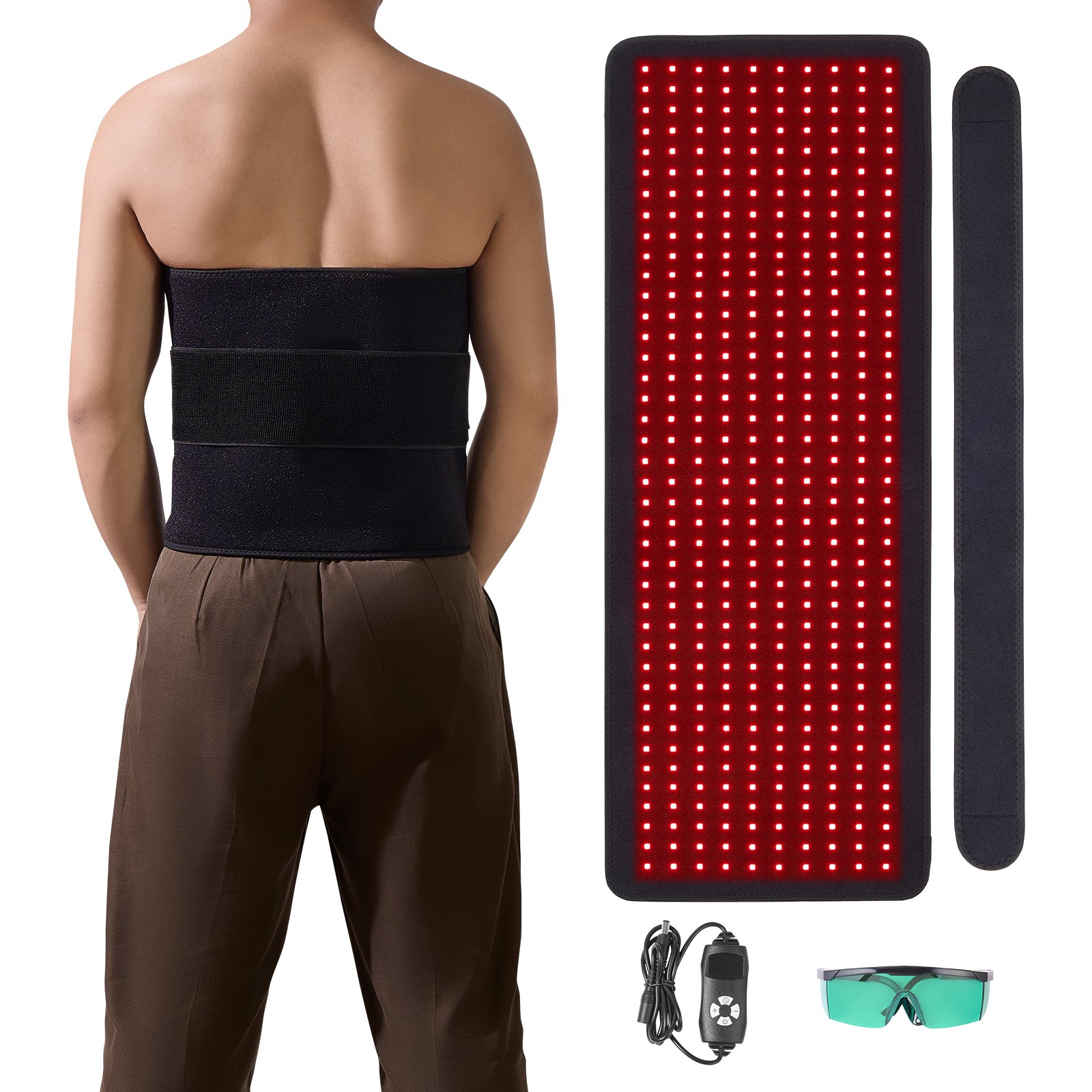 Colchoneta de terapia de luz roja VEVOR para el cuerpo, almohadilla de terapia de luz LED de 3 chips y 400 unidades con controlador, pulso de 10 Hz, temporizador de 5 a 30 minutos, manta de terapia de luz roja de 660 nm e infrarroja cercana de 850 nm para el alivio del dolor y la salud de la piel.