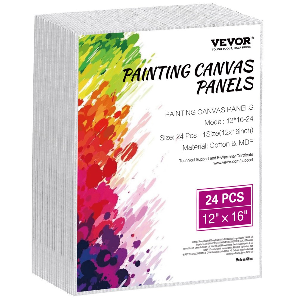 Paquete de 24 tableros de lienzo para pintar, lienzos en blanco de 12 x 16 pulgadas para pintar