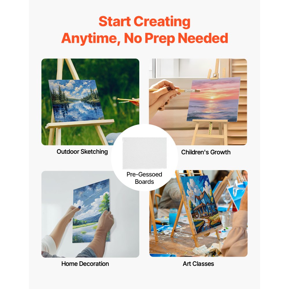 Lienzos VEVOR para pintar, lienzos blancos de 30 x 40 cm, paquete de 24 para dibujar, pintar con acrílico, óleo y acuarela, ideal para niños y profesionales.