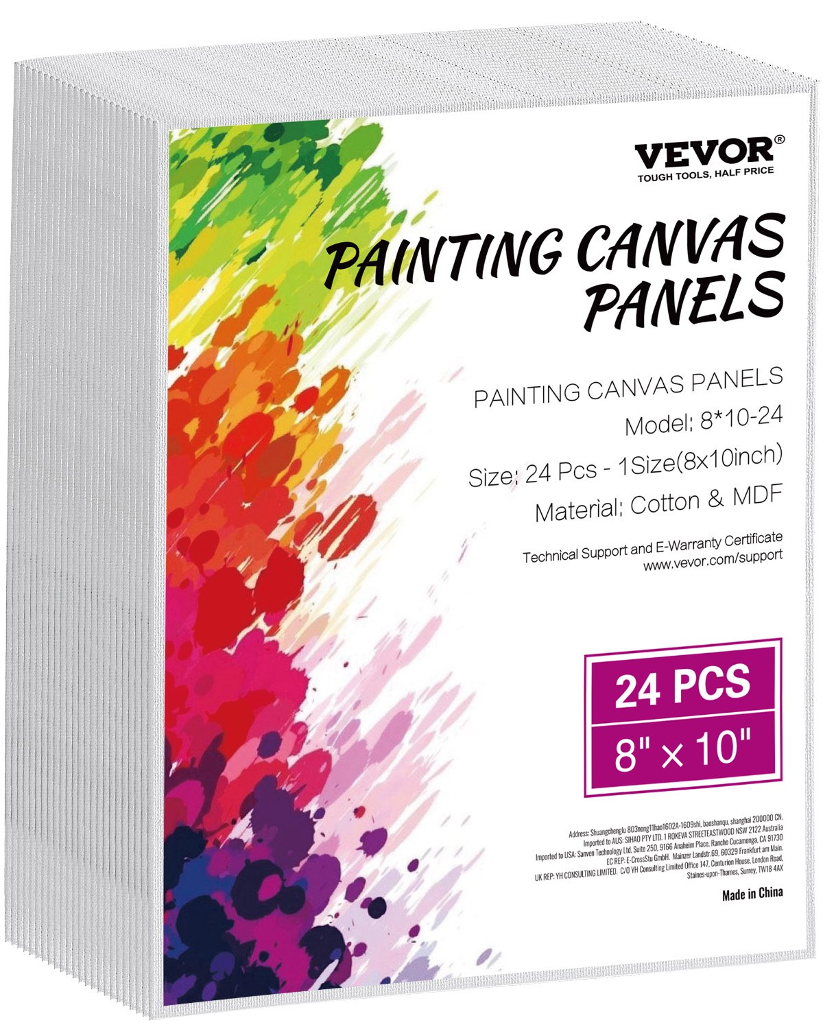 Paquete de 24 tableros de lienzo para pintar, lienzos en blanco de 8 x 10 pulgadas para pintar