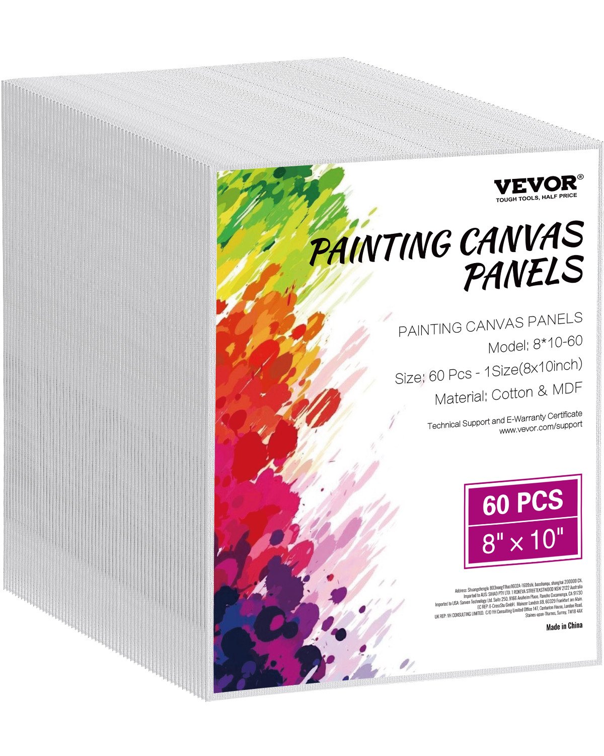 Paquete de 60 tableros de lienzo para pintar, lienzos en blanco de 8 x 10 pulgadas para pintar