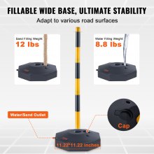 VEVOR - Conos de señalización de tráfico ajustables, paquete de 6, barrera de señalización de seguridad vial con base rellenable, cadena de 8 pies, para control de tráfico, advertencia, estacionamiento, construcción, carreteras, amarillo y negro