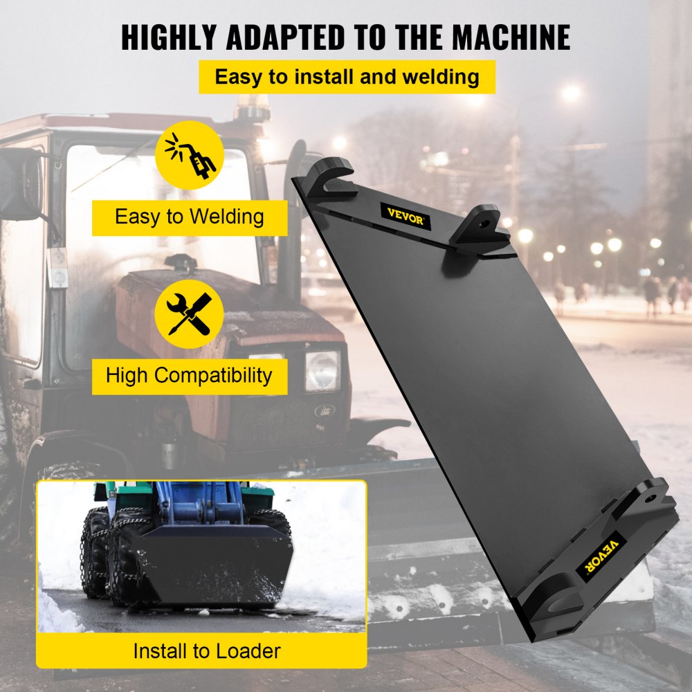 Placa de montaje para accesorios VEVOR de 0,67" de grosor, placa base para minicargadora de 19" de alto, compatible con tractores delanteros John Deere, enganche rápido universal, cargadores frontales y tractores.