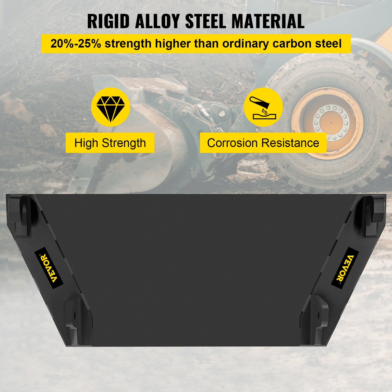 Placa de montaje para accesorios VEVOR de 0,67" de grosor, placa base para minicargadora de 19" de alto, compatible con tractores delanteros John Deere, enganche rápido universal, cargadores frontales y tractores.