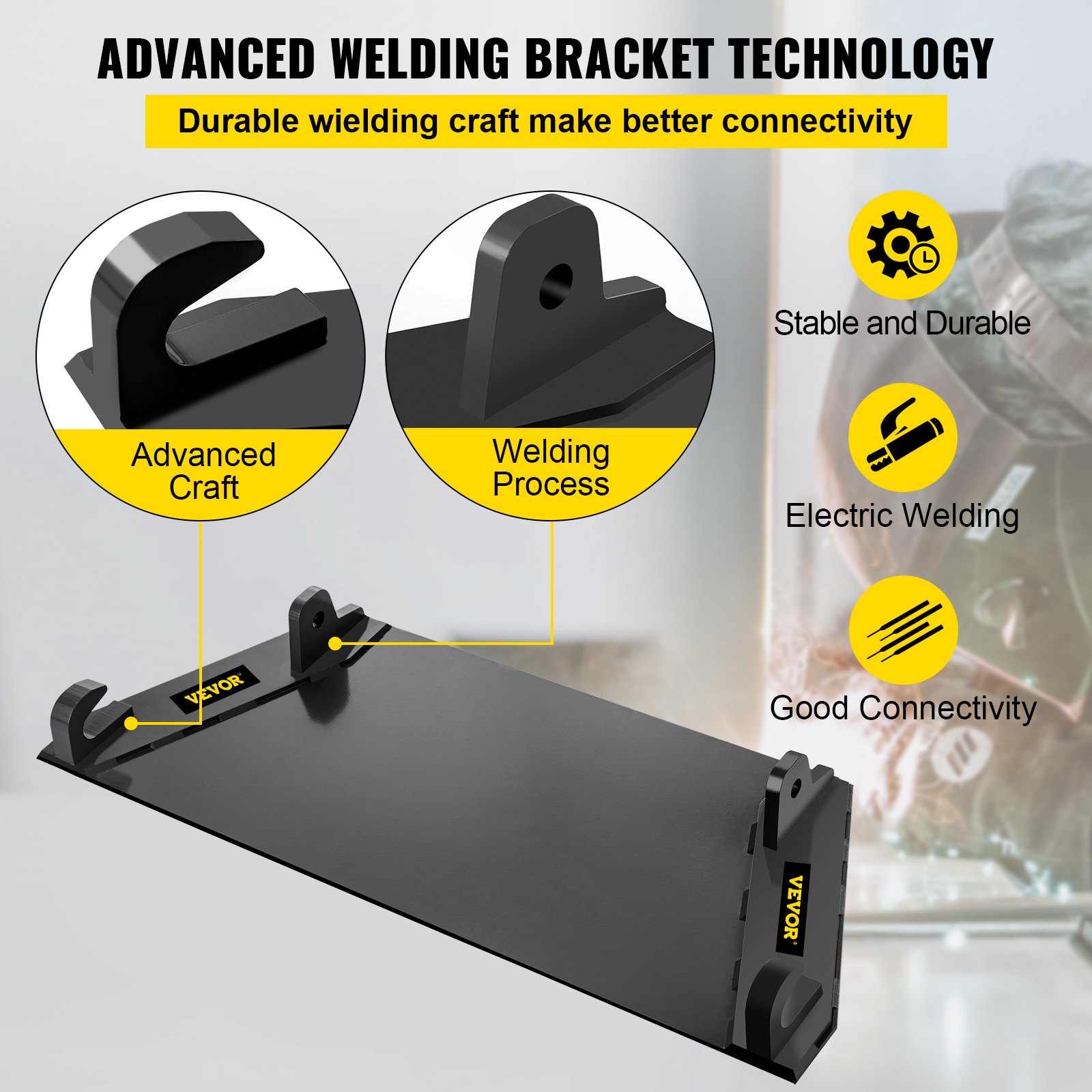 Placa de montaje para accesorios VEVOR de 0,67" de grosor, placa base para minicargadora de 19" de alto, compatible con tractores delanteros John Deere, enganche rápido universal, cargadores frontales y tractores.