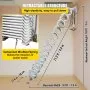 VEVOR Escalera Plegable Montada en Pared, Altura Máx 3 m Carga 300 kg Escalera Telescópica del Ático, 12 Peldaños Blanca Escalera de Ático Retráctil para Ático, Techos, Sótanos, Almacenes, Comercios