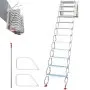 VEVOR Escalera Plegable Montada en Pared, Altura Máx 3 m Carga 300 kg Escalera Telescópica del Ático, 12 Peldaños Blanca Escalera de Ático Retráctil para Ático, Techos, Sótanos, Almacenes, Comercios