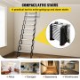 VEVOR Escalera Plegable Montada en Pared, Altura Máxima 3 m Carga 300 kg Escalera Telescópica del Ático, 12 Peldaños Negra Escalera de Ático Retráctil para Ático, Techos, Sótanos, Almacenes, Comercios