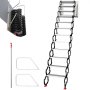 VEVOR Escalera Plegable Montada en Pared, Altura Máxima 3 m Carga 300 kg Escalera Telescópica del Ático, 12 Peldaños Negra Escalera de Ático Retráctil para Ático, Techos, Sótanos, Almacenes, Comercios