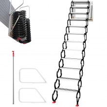Escaleras de ático VEVOR, escaleras de ático desplegables, 12 peldaños, escaleras de ático desplegables, color negro