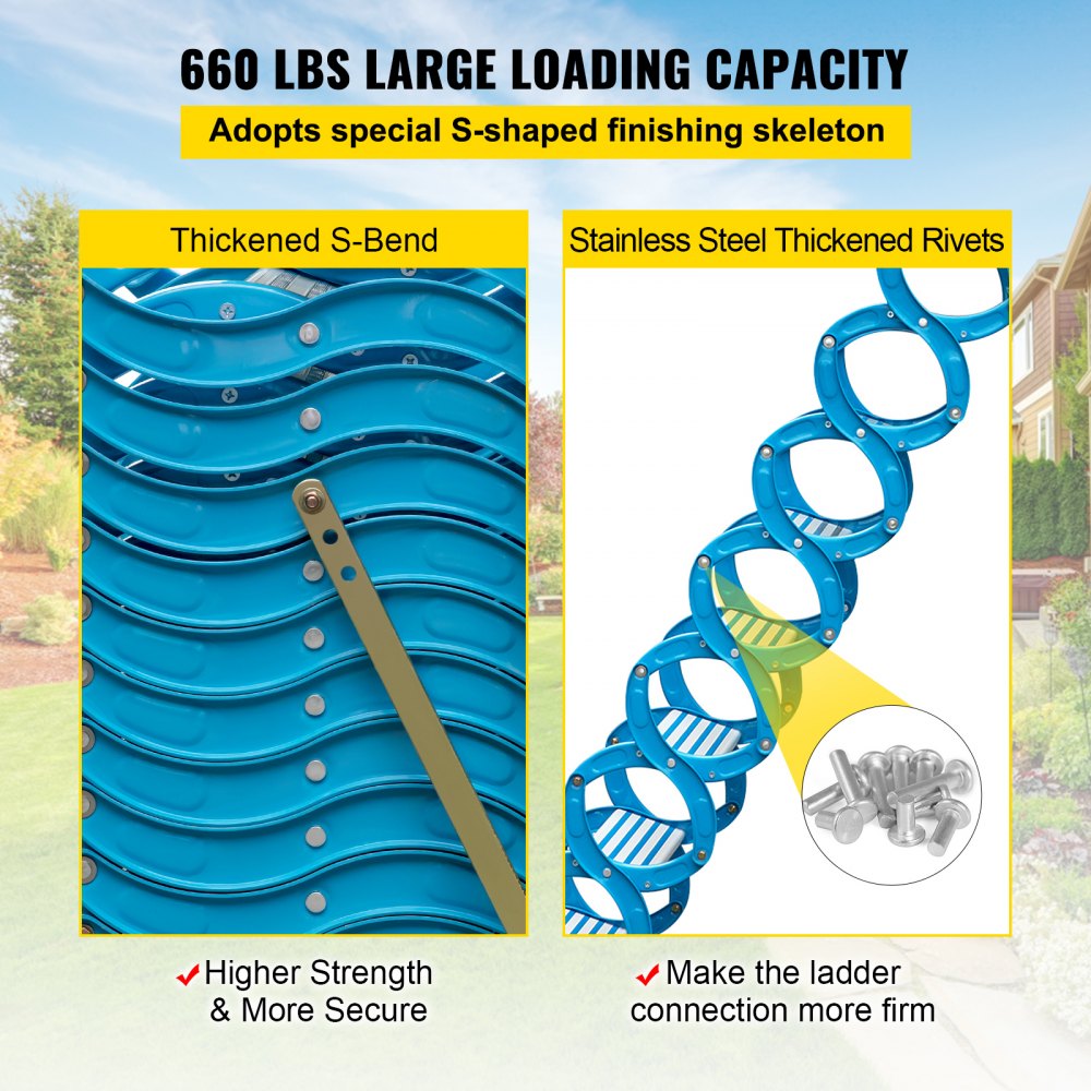 Escaleras de ático abatibles VEVOR de 12 peldaños, escalera de acceso a ático de aleación, escalera abatible azul, escalera plegable de pared para ático, escalera retráctil con reposabrazos, 3 m de altura.