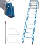 Escaleras de ático abatibles VEVOR de 12 peldaños, escalera de acceso a ático de aleación, escalera abatible azul, escalera plegable de pared para ático, escalera retráctil con reposabrazos, 3 m de altura.
