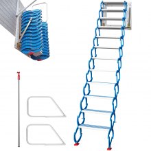 Escaleras de ático VEVOR, escaleras de ático desplegables, 12 peldaños, escaleras de ático desplegables, azul