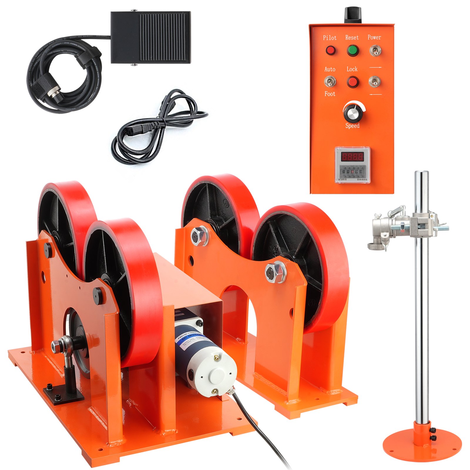 Rodillo de conexión para rodillos giratorios VEVOR de 110 V, capacidad de carga de 1000 kg/2205 lb, diámetro de 25-1400 mm, 80-1600 mm/min, posicionador de soldadura giratorio y soporte de soplete para equipos de soldadura.