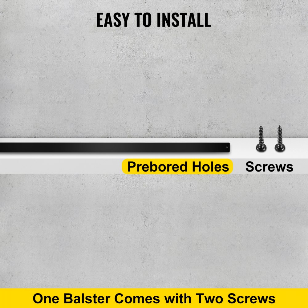 VEVOR - Barandillas de terraza (paquete de 76), balaustres metálicos para terraza, 75 x 2,5 x 0,5 cm, con tornillos, de aleación de aluminio, para terrazas de madera y composite, elegantes balaustres para escaleras, terrazas y porches exteriores.