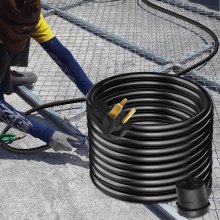 Cable de extensión para soldador VEVOR de 30 amperios, 25 pies, 250 V, cable de alimentación para soldadura con enchufe NEMA 6-50, calibre 10, 3 clavijas para MIG, Lincoln, Plasma, Miller, TIG