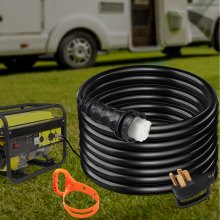 VEVOR Cable de extensión de alimentación costera para RV de 36 pies, 50 A, resistente a la intemperie, 6/3 + 8/1 STW, cable de bloqueo giratorio de 50 A, cable de repuesto para RV y aprobado por CSA con conector moldeado y mango patentado