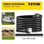 Cable de extensión para RV VEVOR de 50 pies y 50 amperios, cable de repuesto para RV de 50 amperios, cable de bloqueo giratorio de 6 AWG/3C + 8 AWG/1C con conector moldeado y manija patentada, aprobado por CSA