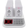 Sistema de buscapersonas para restaurantes VEVOR con teclado digital y varios buscapersonas en una base de carga.