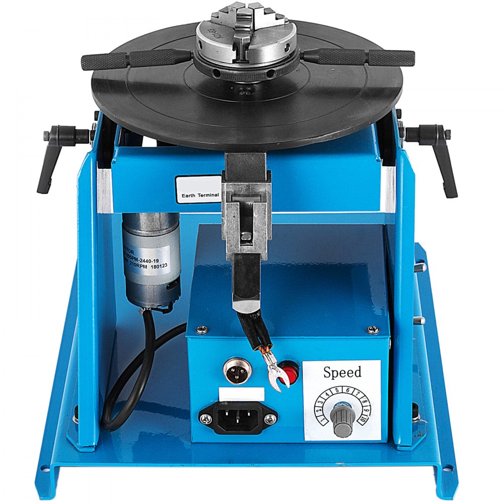 VEVOR 10KG Posicionador de soldadura rotatorio Mesa giratoria 110V Mini 0 a 90 ° Posicionador de soldadura Plataforma giratoria de posicionamiento 2.5 pulgadas 3 Portabrocas de mordaza 180 mm Posicionador de soldador portátil Máquina de mesa giratoria
