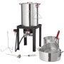 Freidora de pavo VEVOR, juego de vaporera para pavo de 30 cuartos y pescado de 10 cuartos, olla de aluminio para freír mariscos al aire libre, caldera de gas propano con quemador de 54,000 BTU, incluye cestas, rejilla perforada para aves y termómetro.