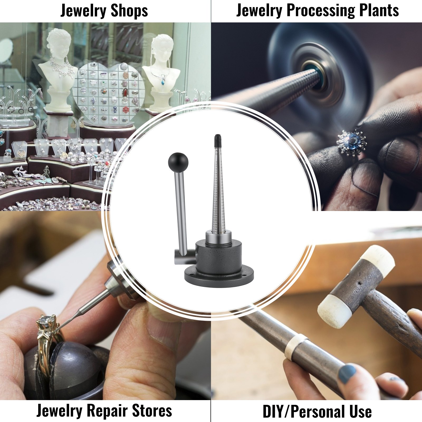 Reductor tensor de anillos VEVOR para joyerías, plantas de procesamiento y tiendas de reparación.