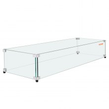 VEVOR Protector de viento de vidrio para mesa rectangular de hoguera de 36 x 16 x 7,5 pulgadas, panel de vidrio templado resistente y de 0,31 pulgadas de grosor con soporte de esquina de aluminio duro y pies de goma, fácil de montar