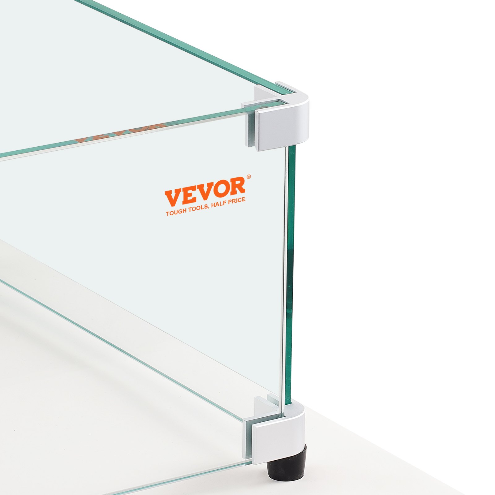 Paravientos de vidrio VEVOR con paneles de vidrio transparente y soportes de esquina blancos resistentes.