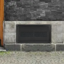 Ventilación de inundación VEVOR, ventilación de inundación de base de 8" de alto x 16" de ancho, para reducir el daño de la base y el riesgo de inundación, negro, ventilación de inundación montada en la pared, para espacios de arrastre, garajes y recintos de altura completa