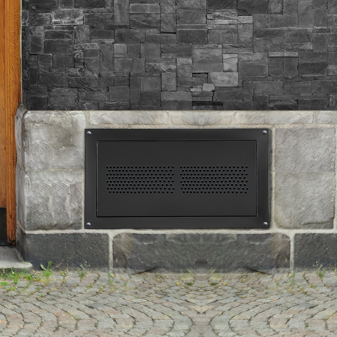 VEVOR Ventilación de Inundación con Placa Posterior y Placa de Obturador, Ventilación de Pared Bidireccional Acero Galvanizado para Protección Contra Inundaciones, Apertura Ventilación 8" x 16", Negro