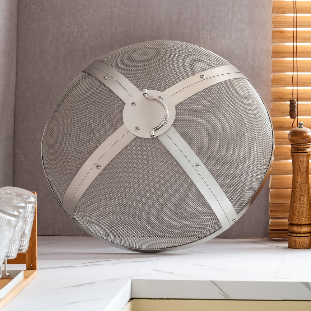 Pantalla protectora contra chispas VEVOR para fogatas redondas de 68,5 cm (27"). Cubierta metálica reforzada de acero de alta resistencia. Tapa para fogatas de exterior. Pantalla superior de fácil apertura con asa de anillo para fogatas de patio y jardín.