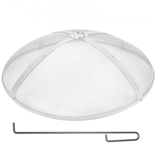 VEVOR - Pantalla protectora redonda de 91 cm para fogatas, cubierta metálica reforzada de acero resistente, tapa para fogatas de exterior, cubierta superior de fácil apertura con asa de anilla para patios y patios traseros.