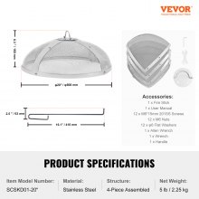 VEVOR Pantalla redonda para hogueras de 20.0 in, cubierta de metal de acero reforzado resistente, tapa para hogueras al aire libre, cubiertas superiores de fácil apertura redondas con mango de anillo para patio al aire libre, hogueras, patio trasero