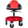 Asiento con ruedas VEVOR rojo y negro con altura ajustable y ruedas giratorias.