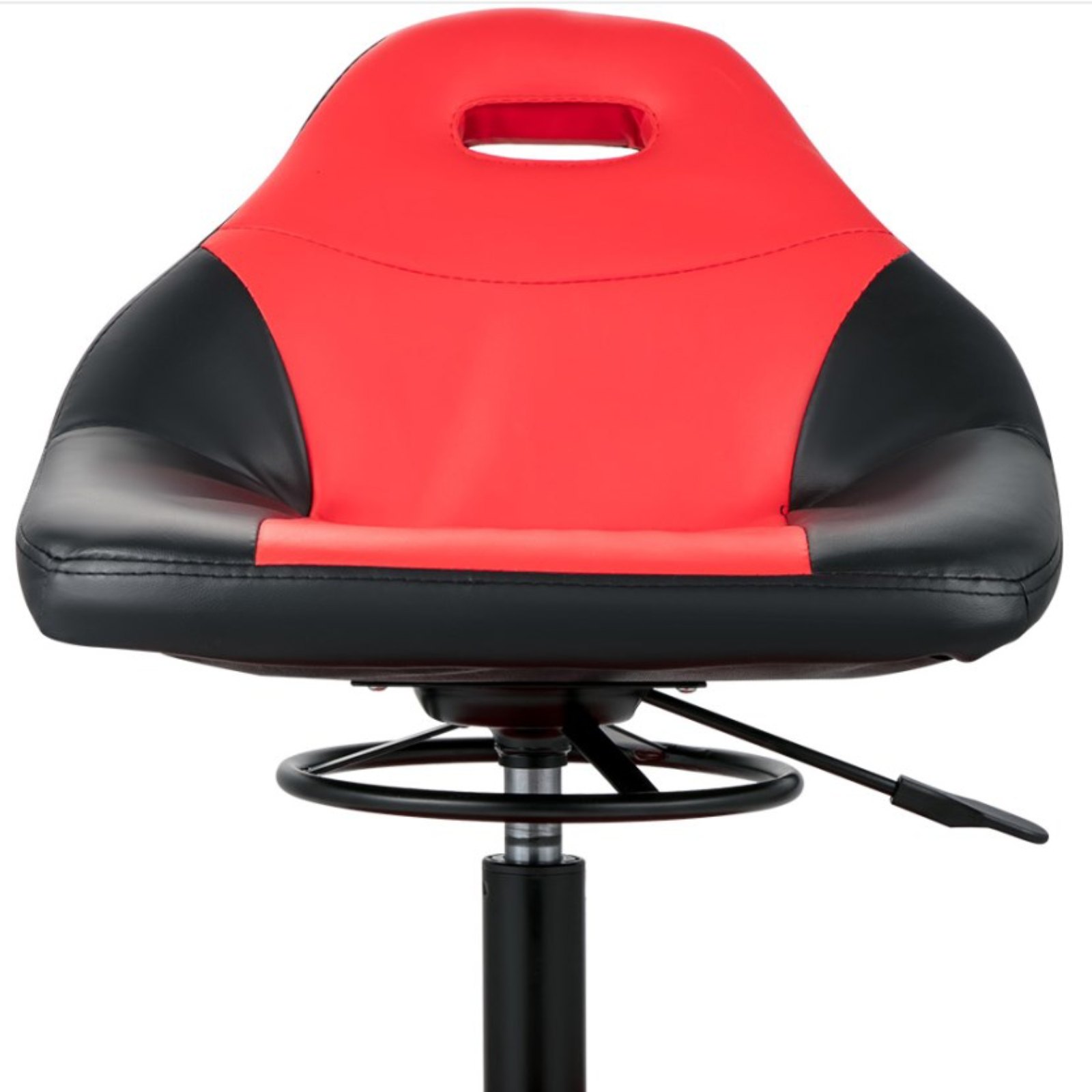 Asiento con ruedas VEVOR rojo y negro con función de altura ajustable.