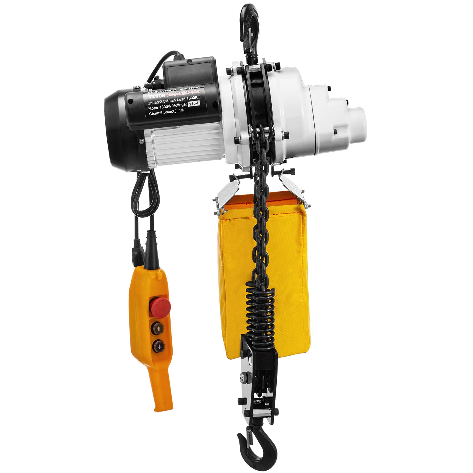 VEVOR Polipasto de cadena eléctrico Elevador de grúa monofásico 2200 lbs 1 tonelada Carga 10 pies Elevación