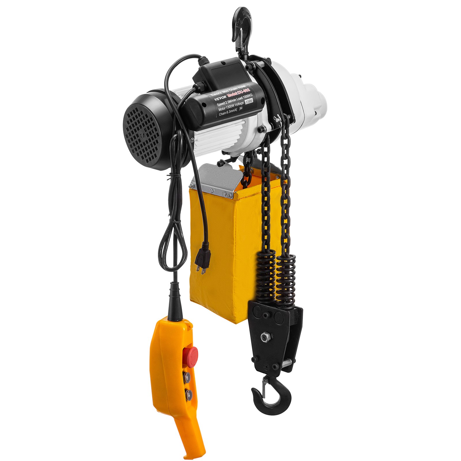 VEVOR Polipasto de cadena eléctrico Elevador de grúa monofásico 2200 lbs 1 tonelada Carga 10 pies Elevación
