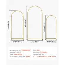VEVOR - Juego de 3 soportes de fondo con arco de metal y conexión para estuche para bodas