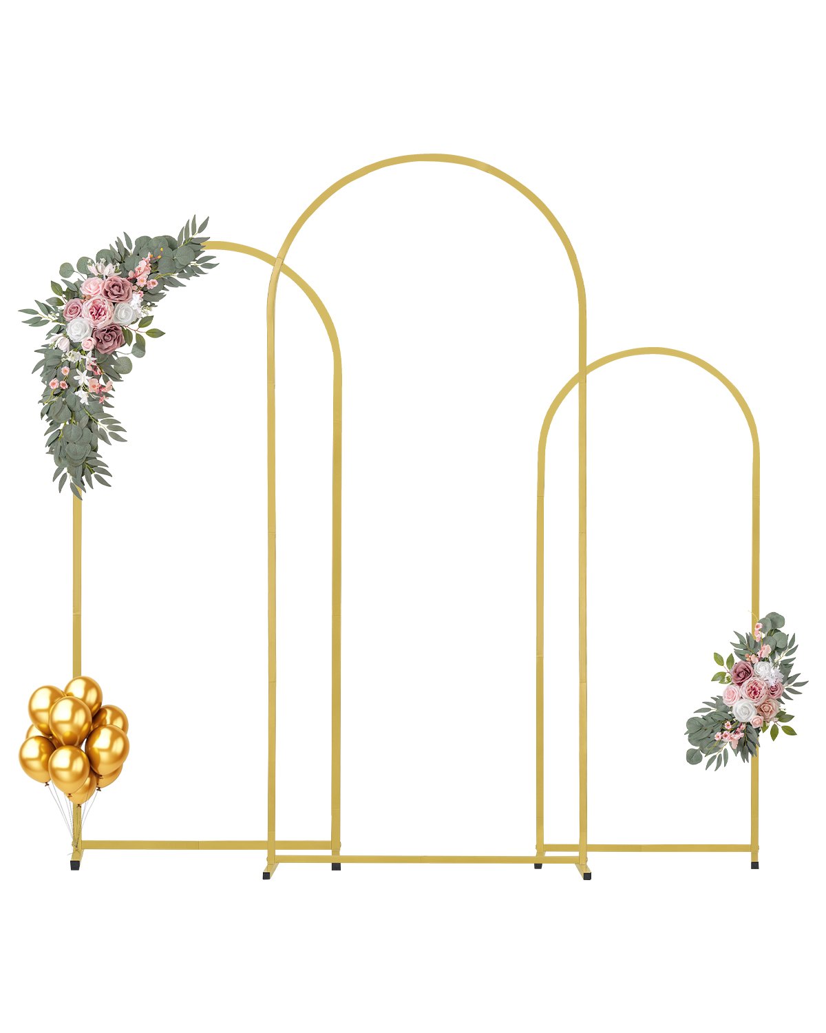 VEVOR - Soporte de fondo para arco de boda (juego de 3), soporte estable de metal con conexión de caja y diseño de barra transversal, soporte dorado fácil de montar con metal de primera calidad, ideal para cumpleaños, celebraciones y festividades.