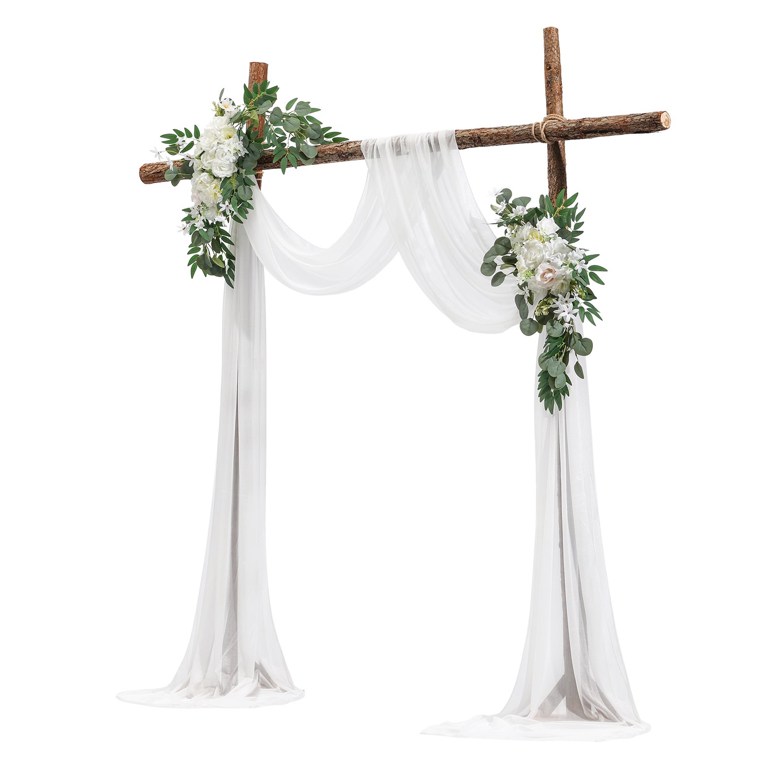 VEVOR Kit de arcos de flores artificiales para bodas (paquete de 3) con tela para drapear arcos de bodas de 21 pies, flores de arco para ceremonias de bodas y telón de fondo de recepción, decoración de bodas (blanco)