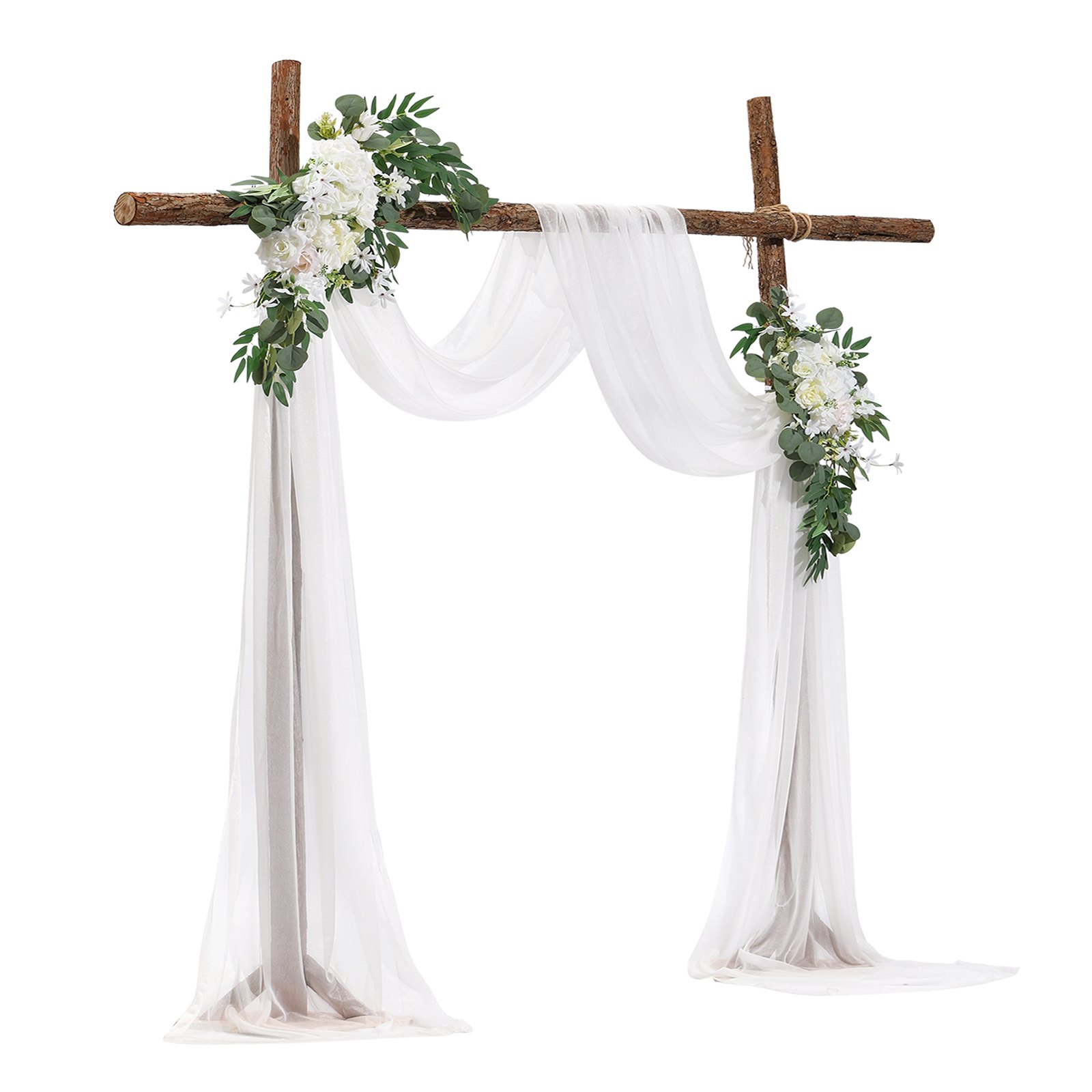 VEVOR Kit de arcos de flores artificiales para bodas (paquete de 3) con tela para drapear arcos de bodas de 21 pies, flores de arco para ceremonias de bodas y telón de fondo de recepción, decoración de bodas (blanco)