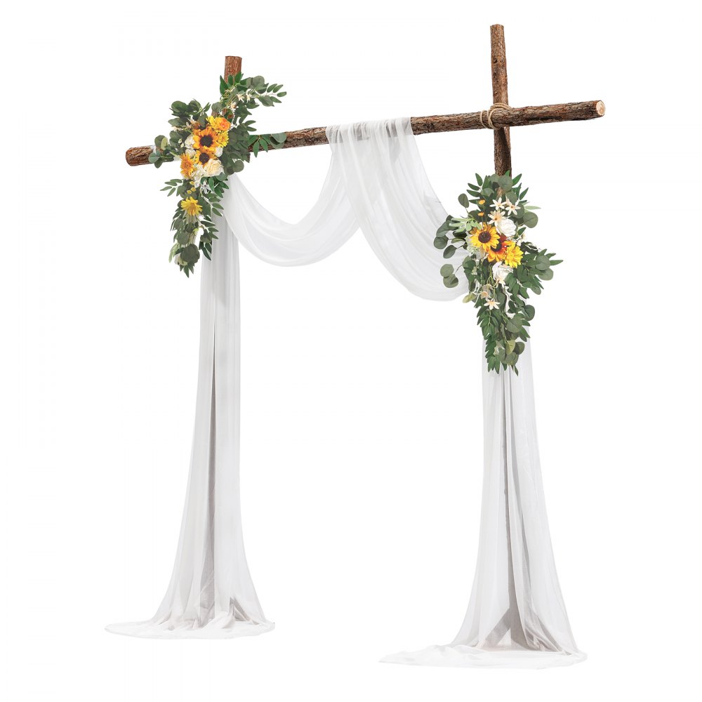 VEVOR Kit de arcos de flores artificiales para boda, color amarillo con cortinas (paquete de 3) - 2 arreglos florales, 1 cortina transparente, para ramos de ceremonia, decoración de fondo de recepción