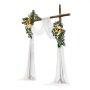 VEVOR Artificial Wedding Arch Flowers Kit, Yellow Wedding Arch Flowers with Drapes Kit (Pack of 3) - 2 Pcs Floral Arrangement, 1 Pcs Sheer Drapes, for Ceremony Bouquets Reception Backdrop Decoration