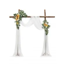 VEVOR Kit de arcos de flores artificiales para bodas (paquete de 3) con tela para drapear arcos de bodas de 21 pies, flores de arco para ceremonias de bodas y telón de fondo de recepción, decoración de bodas (girasol)